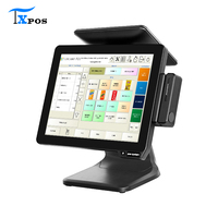 Terminal de point de vente Taixun 15 pouces à double écran tactile, 1024x768, 16 Go Wi-Fi, Windows, garantie 3 ans, pour la vente au détail