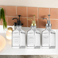 Dispenser Sabun Sirup Premium Dispenser Kopi Botol Kaca Persegi Dengan Pompa Stainless Steel Anti Karat 304 dan Label 500 ml