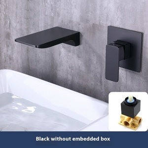 Robinet <span class=keywords><strong>de</strong></span> lavabo à plate-forme dissimulée tout en cuivre encastré dans le mur Conception <span class=keywords><strong>de</strong></span> cascade chaude et froide pour un usage domestique Matériau en laiton - Product Image 3