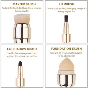 Juego de brochas de maquillaje con esponja para ocultar párpados y labios dorados 4 en 1, <span class=keywords><strong>Mini</strong></span> brochas de maquillaje de viaje con embalaje en caja de Color - Product Image 3