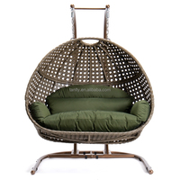 Balançoire suspendue en rotin pour patio, deux places, chaise de jardin, balançoire double