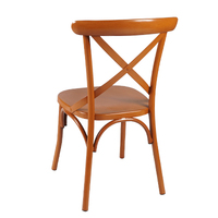 Chaise à dossier croisé en métal robuste, finition noyer, revêtement poudré, empilable, pour restaurant, café, vente en gros, direct usine