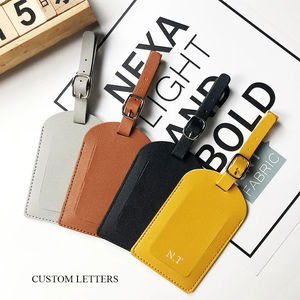 Etiquettes de bagage en cuir Pu avec initiales personnalisées, lettres et nom, étiquette de <span class=keywords><strong>valise</strong></span> pour hommes et femmes, étiquettes d'<span class=keywords><strong>avion</strong></span> - Product Image 2