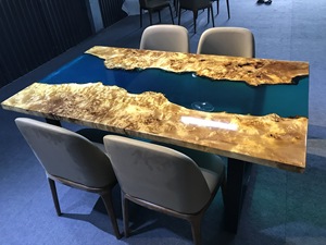 Table de salle à manger en bois massif, nouveau design One Choice, avec résine époxy, supporte l'envoi de demandes 24h/24 et 7j/7 - Product Image 4
