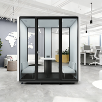 Cabine Acoustique Individuelle pour Réunions, Espace Privatif Audio, Verre Double Vitrage, Éclairage LED, Modulaire pour Bureaux