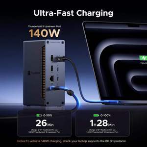 Base UGREEN <span class=keywords><strong>Thunderbolt</strong></span> 5, 13 en 1, Transferencia de 120 Gbps, Pantalla Única 8K, Pantalla Dual 6K a 60 Hz, Carga Máxima de 140 W, 2.5GbE, SD/TF 4.0 - Product Image 6
