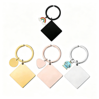 Porte-clés carré en acier inoxydable gravable personnalisé Ywyougang, porte-clés vierge en forme de plaque militaire avec breloque pour cadeau personnalisé DIY