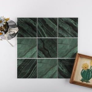 Giá bán buôn Spa phòng tắm vòi hoa sen Tường 4x4 inch tráng men phun đá cẩm thạch như vuông khảm gốm màu xanh đậm hồ bơi gạch - Product Image 3