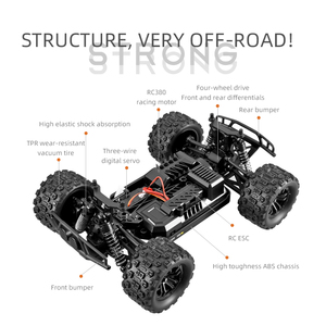 Voiture RC 4x4 en plastique haute vitesse SMRC 1/18 pour enfants, 2 canaux, prête à l'emploi, véhicule tout-terrain transfrontalier - Product Image 3