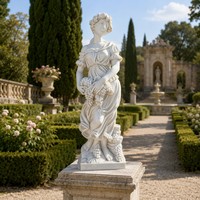 Statue personnalisée de jeune femme en marbre de luxe - Artisanat haut de gamme en pierre pour jardin et galerie d'hôtel