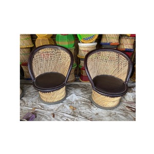 Ensemble de tabourets et de chaises en bambou, dernier modèle, housse amovible, design d'accentuation, apparence moderne pour la chambre à coucher, l'entrée, le salon, le restaurant - Product Image 2