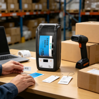 Timbangan Bluetooth dengan Printer Label Portabel Printer Label Thermal untuk Inventaris Gudang Kertas Kontinu
