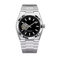Montre automatique NH38 à cœur ouvert avec bracelet intégré en acier inoxydable, logo personnalisé, montre mécanique pour homme, usine OEM ODM