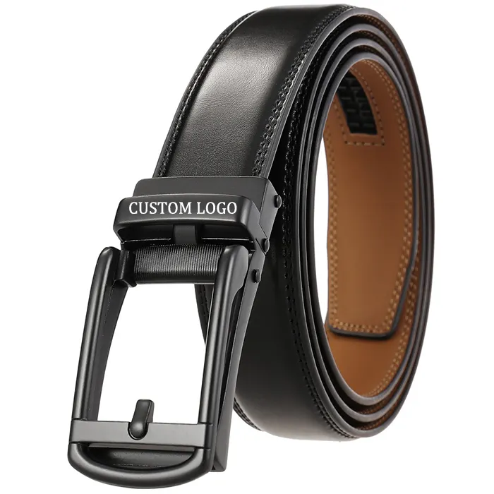 Custom Logo Designer Automatic Buckle Split Leather With Leather Belts Leather Men Black Brown