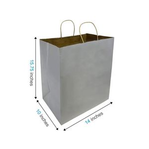 ถุงกระดาษคราฟท์สีน้ำตาลเทาพร้อมหูหิ้วแบบบิด ขนาด 14x10x15.75 นิ้ว - Product Image 1