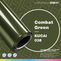 KUCAI 1.52*17m Film de protection pour voiture en PET super brillant vert combat PVC, film vinyle pour carrosserie complète, autocollant pour voiture
