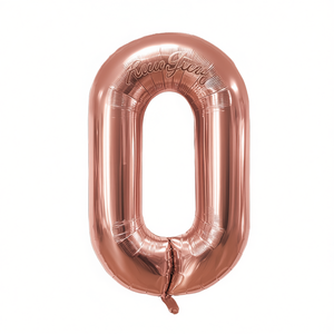 Ballon en feuille métallique rose doré numéro 0 de 100 cm pour décoration de fête d'anniversaire - Product Image 2