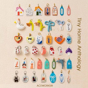 Tiny Home Anthology | 18K PVD Gold Plated Stainless Steel Hand Painted Pendant House, Pet & Daily Life Charms for Jewelry Making - Product Image 2