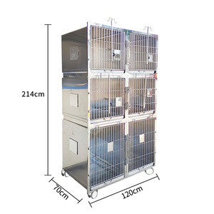YUHAOLONG Cage modulaire professionnelle pour animaux <span class=keywords><strong>de</strong></span> compagnie en acier inoxydable 304 massif, 6 compartiments, pour cliniques vétérinaires et salons <span class=keywords><strong>de</strong></span> toilettage - Product Image 2