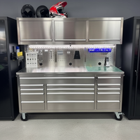 Banc de travail de garage de 72 pouces avec boîte à outils, boîte de rangement et éclairage de garage