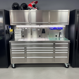 Banc de travail de garage de 72 pouces avec boîte à outils, boîte de rangement et éclairage de garage - Product Image 1