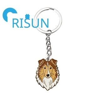 Porte-clés en métal émaillé personnalisé en gros, mignon, avec motif de chien Border Collie, Llavero, porte-clés, <span class=keywords><strong>Sheltie</strong></span>, Berger écossais, émail doux et dur, porte-clés pour chien - Product Image 2
