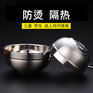 ชามสแตนเลสสองชั้น เกรด 304 สำหรับใช้ในบ้าน ชามข้าว ชามซุป สีพื้น ลายดอกลิลลี่แพลตตินั่ม - Product Image 4