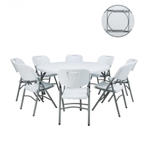 Table pliante carrée et ronde en plastique HDPE de 4/6/8/ft avec pieds en acier enduit de poudre pour barbecue