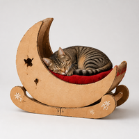 Lit pour chat en carton ondulé en forme de lune croissante, griffoir empilable avec coussin, salon pour chat d'intérieur