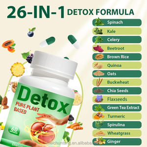 Kapsul Detoksifikasi Organik 26-in-1 Formula Berbasis Tumbuhan Pembersih Hati dan Usus Besar Detoksifikasi Logam Berat Antioksidan Dewasa Pencernaan - Product Image 3
