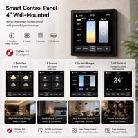 Panel de Control Táctil Inteligente Tuya Zigbee de 4 Pulgadas, Interruptor de Pared con 4 Canales, Relé para Cortinas, Luz AC, Escenas, Interruptor 4 en 1 con Pantalla y Regulador de Intensidad