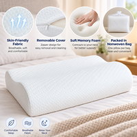 Oreiller ergonomique en mousse à mémoire de forme respirante avec soutien cervical en forme de B et housse amovible