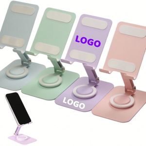 Support de téléphone portable en métal réglable en hauteur, pliable à 360°, avec logo personnalisé °   Support rotatif avec base antidérapante pour plusieurs appareils - Product Image 1