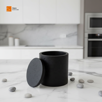 Nouveau Pot à Bougie en Béton/Ciment Écologique Fait Main et Durable avec Couvercle en Bois/Ciment, Décoration de Pâques pour la Maison, Support Vide pour Bougie en Cire