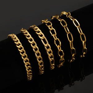 Bracelet à breloques en chaîne cubaine géométrique classique LEPAI, en titane, unisexe, cadeau, chaîne fine, vente en gros, vie quotidienne - Product Image 3