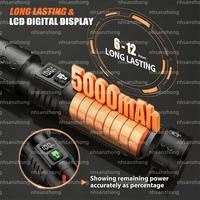 Linterna de Largo Alcance Recargable con Batería de Litio 21700, Luz Láser Blanca de Alta Potencia de 20 W, Extraíble, para Campamento y Emergencias