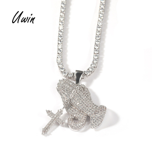 Collier pendentif en pierres <span class=keywords><strong>de</strong></span> zircone cubique, 8 pièces, pendentif mains, chapelet avec pendentif en croix - Product Image 1