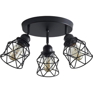 Industrial <b>Ceiling</b> <b>Light</b> 3 Heads Iron Cage Warm White LED Surface Mounted For Living Room Bedroom Kitchen Entryway - Product Image 5