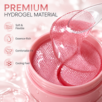 Masque pour les yeux en hydrogel rose à marque privée, patchs pour les yeux au collagène hydrolysé, acide hyaluronique, PDRN, niacinamide, raffermissant et liftant