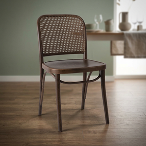 Silla de Comedor de Ratán con Respaldo de Mimbre Francés, Silla de Restaurante y Bistro de Madera Antigua, Ligera - Product Image 2