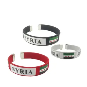 Custom Print Plastic National Syrian Flag Bangle Bracelet