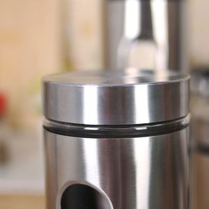 Bouteille alimentaire hermétique en acier inoxydable de qualité alimentaire, personnalisable pour la vente en gros, avec couvercle en verre pour le stockage visuel des grains de café et des céréales - Product Image 2