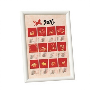 Calendario da Tavolo Creativo Culturale con Calligrafia Cinese Anno del Cavallo 2026, Cornice Portafoto, Design Curvo Inclinato e Cavo, 3 Fogli Scrivibili - Product Image 1