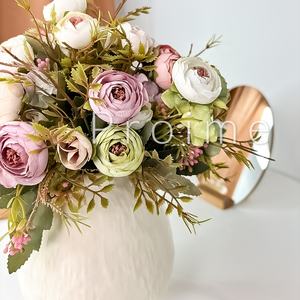 Kunstbloem Boeket Zijde Thee Rose Thee Roos Voor Bruiloft Thuis Decoratief - Product Image 6