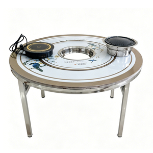 Plateau tournant pliant robuste en acier inoxydable à motifs colorés <span class=keywords><strong>pour</strong></span> table de banquet, idéal <span class=keywords><strong>pour</strong></span> la maison, les restaurants, le hot pot et le barbecue - Product Image 1