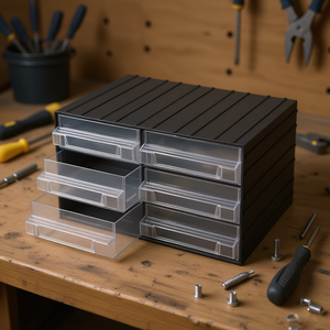 Unidad de cajones Fervi con cajones extraíbles transparentes, caja de almacenamiento de 6 compartimentos para herramientas y piezas pequeñas - Product Image 3