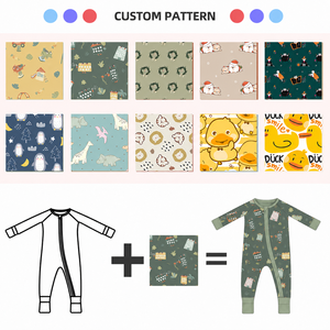 Combinaison bébé en viscose de bambou avec fermeture éclair bidirectionnelle, imprimé <span class=keywords><strong>mouton</strong></span> de dessin animé personnalisé, anti-coup de pied, pour le sommeil des nourrissons, OEM - Product Image 2