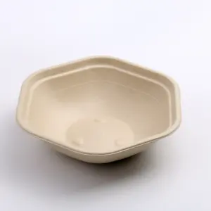 Tigela De Salada De Bagaço De Polpa De Cana De Açúcar Hexagonal Bagasse Bowl