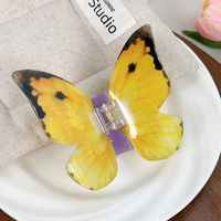Elle partage le nouveau printemps papillon esthétique français épingle à cheveux tempérament ornements de cheveux tête arrière plat doux griffe de cheveux en plastique