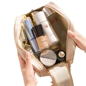 Double Pull Cosmetic Bag For Women <b>Large</b> Capacity Portable Makeup Storage Travel Toiletries Case <b>Pillow</b> Bag Multipurpose - Product Image 5